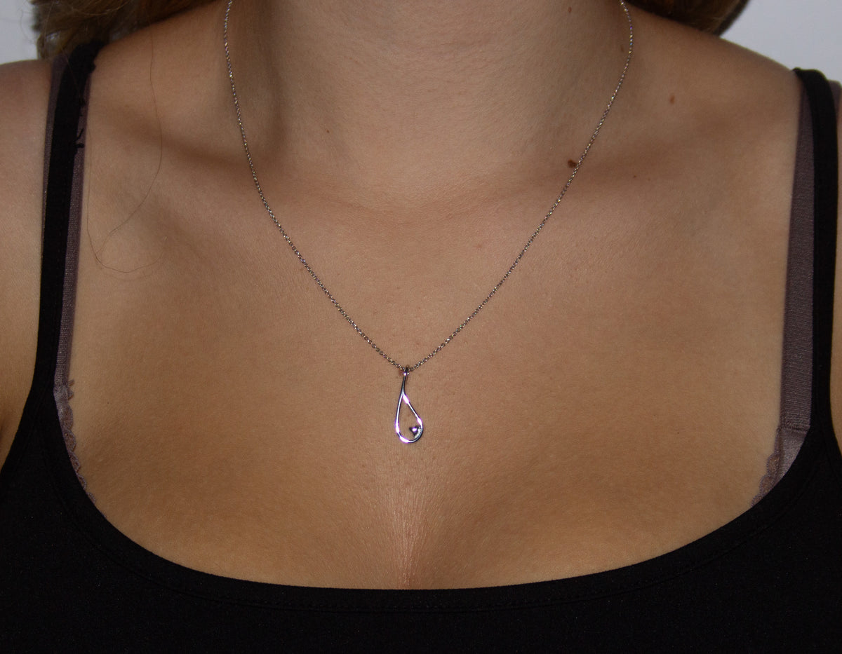 Sterling Silver Tear Outline With Heart