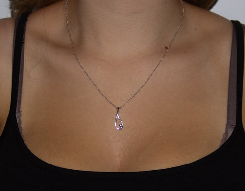Sterling Silver Tear Outline With Heart